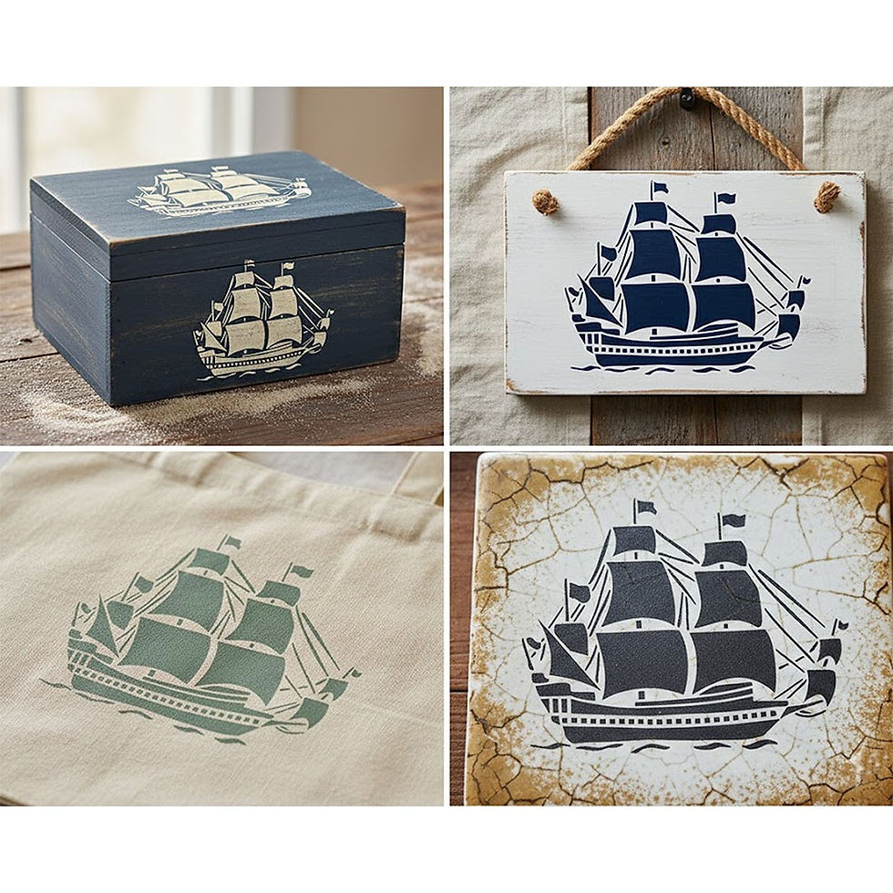 Thumbnail: Pirate Ship Stencil Reusable 10 Mil Mylar Nautical Wall Art Paint Decor