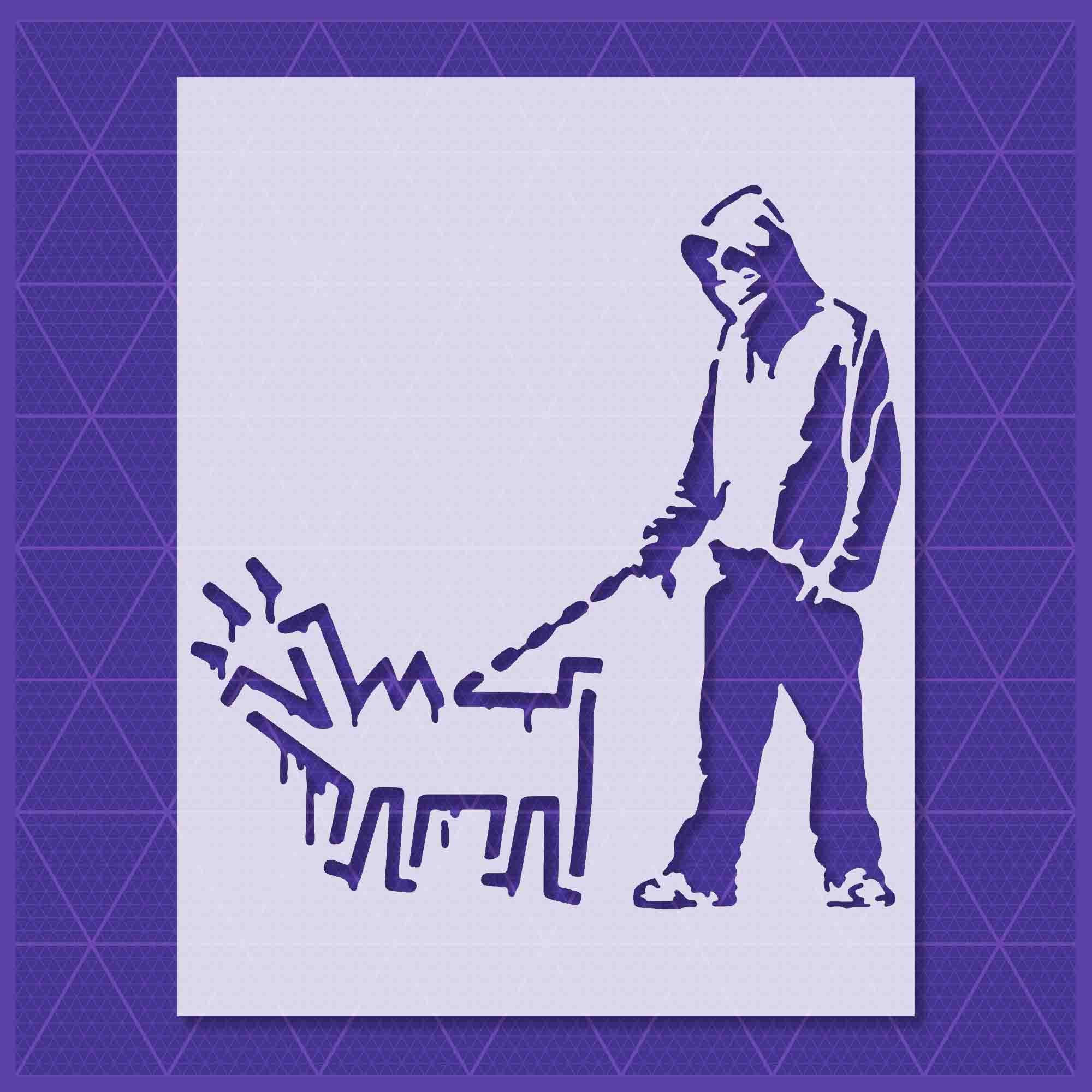 BANSKY WALKING KEITH HARING DOG STENCIL