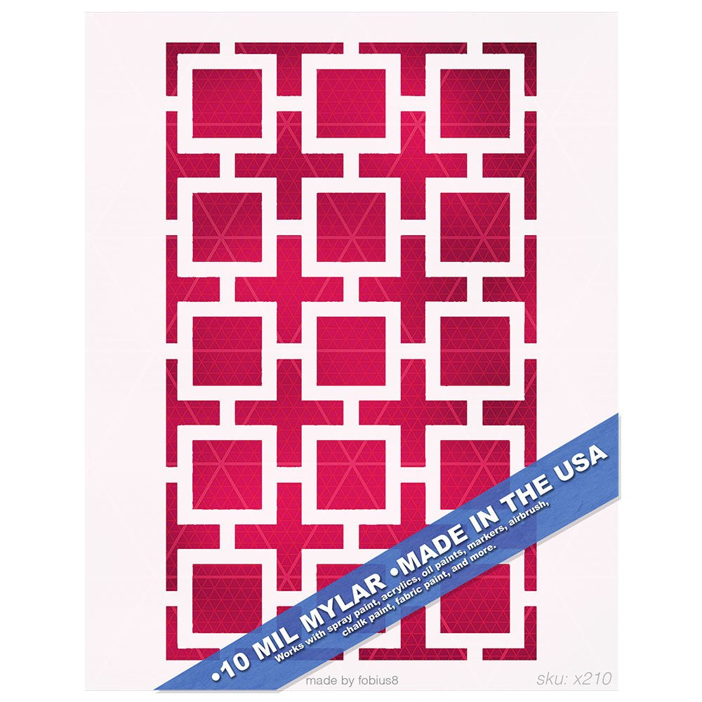 Geometric Square Pattern Stencil - Moroccan Wall Art 10 Mil Mylar Template