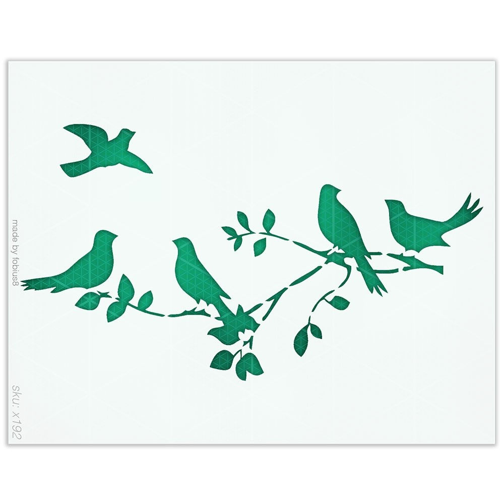 Birds On Branch Stencil - Flying Swallow Nature 10 Mil Mylar Template