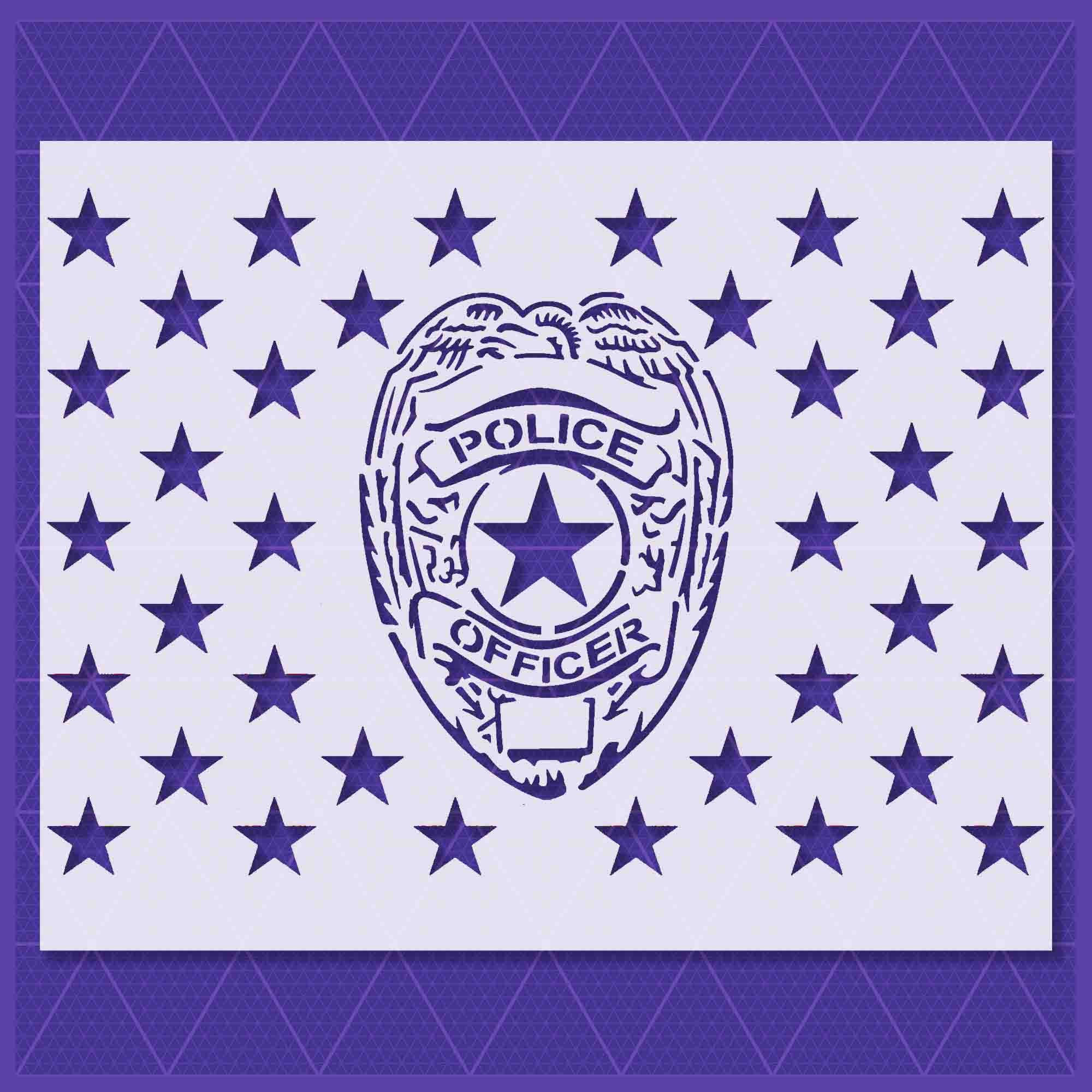 POLICE BADGE FLAG STENCIL