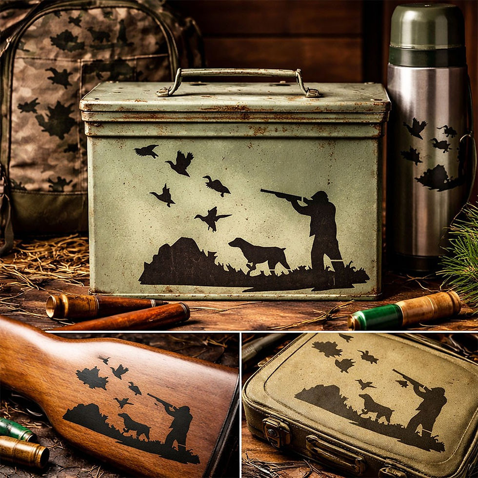 Thumbnail: Duck Hunting Stencil Reusable 10 Mil Mylar Hunter Dog Lake Scene Art