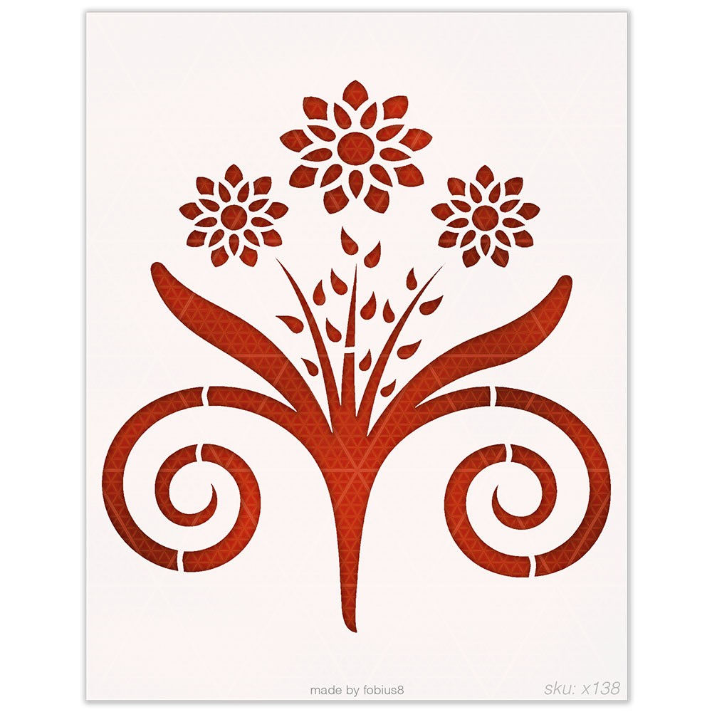 Floral Bouquet Stencil - Scroll Flower Wall Art 10 Mil Mylar Template