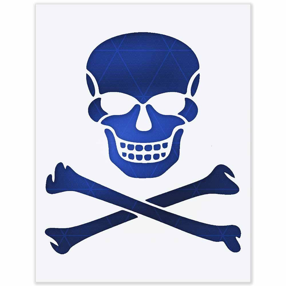 Skull Crossbones Stencil - Reusable Mylar Template for Wall Wood Canvas