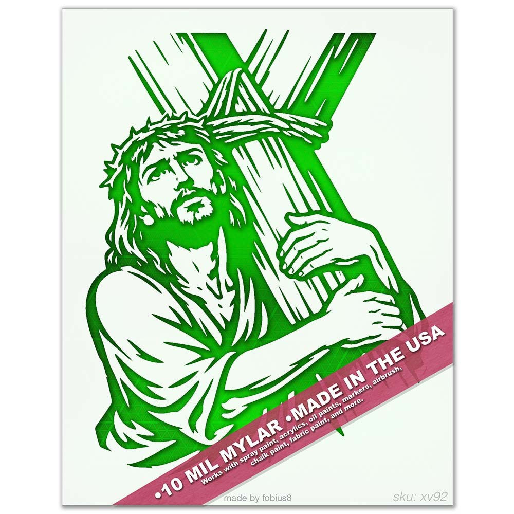 Jesus Cross Stencil - Christian Religious Faith Wall Art 10 Mil Mylar Easter