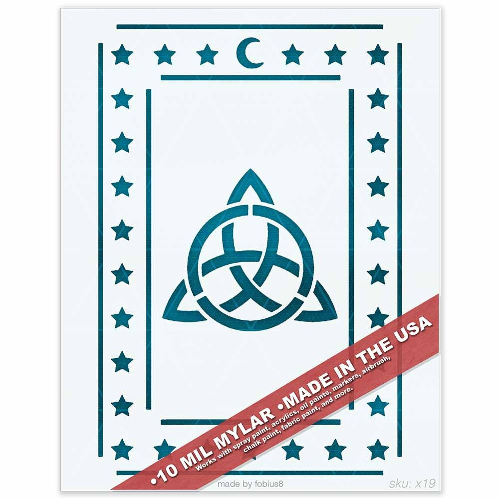 Celtic Knot Border Stencil - Moon Stars Pagan Symbol 10 Mil Mylar Template