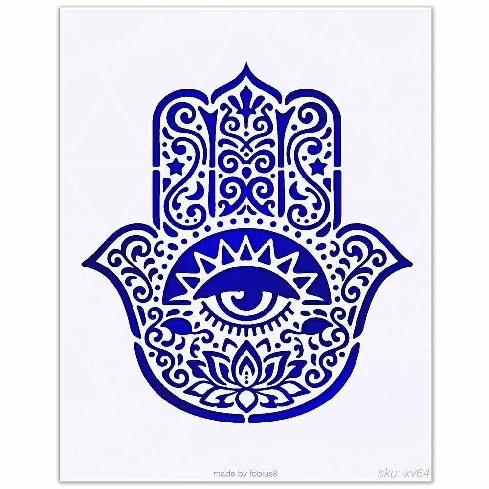 Hamsa Hand Stencil - Evil Eye Fatima Miriam Boho 10 Mil Mylar Template