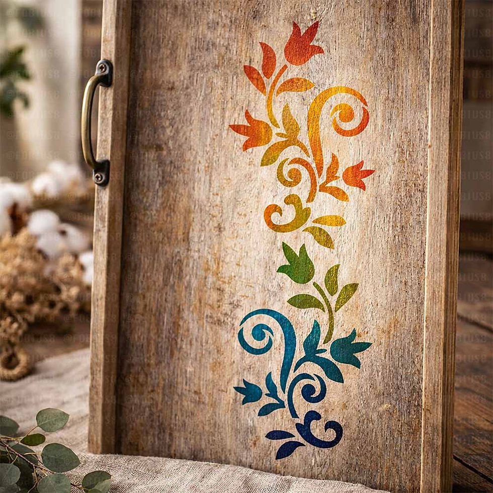 Thumbnail: Floral Border Stencil Set – Leaf Vine Pattern 10 Mil Mylar Template