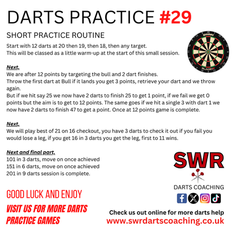 Darts Practice game number 29 designed to help elevate and improve your darts game.