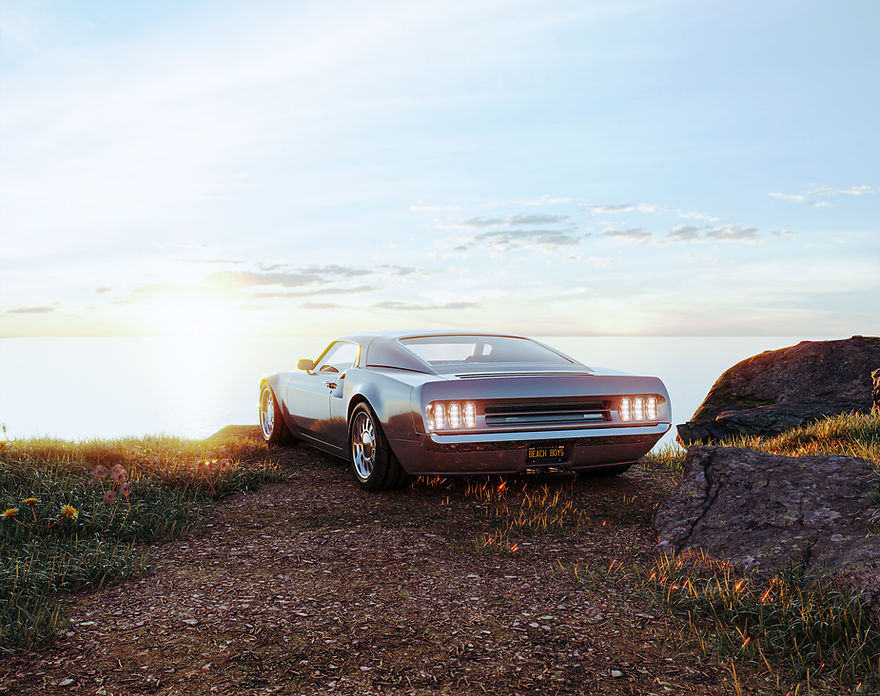 doğa ve araba 3d render