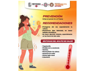 Alerta Gobierno de Reynosa, por altas temperaturas