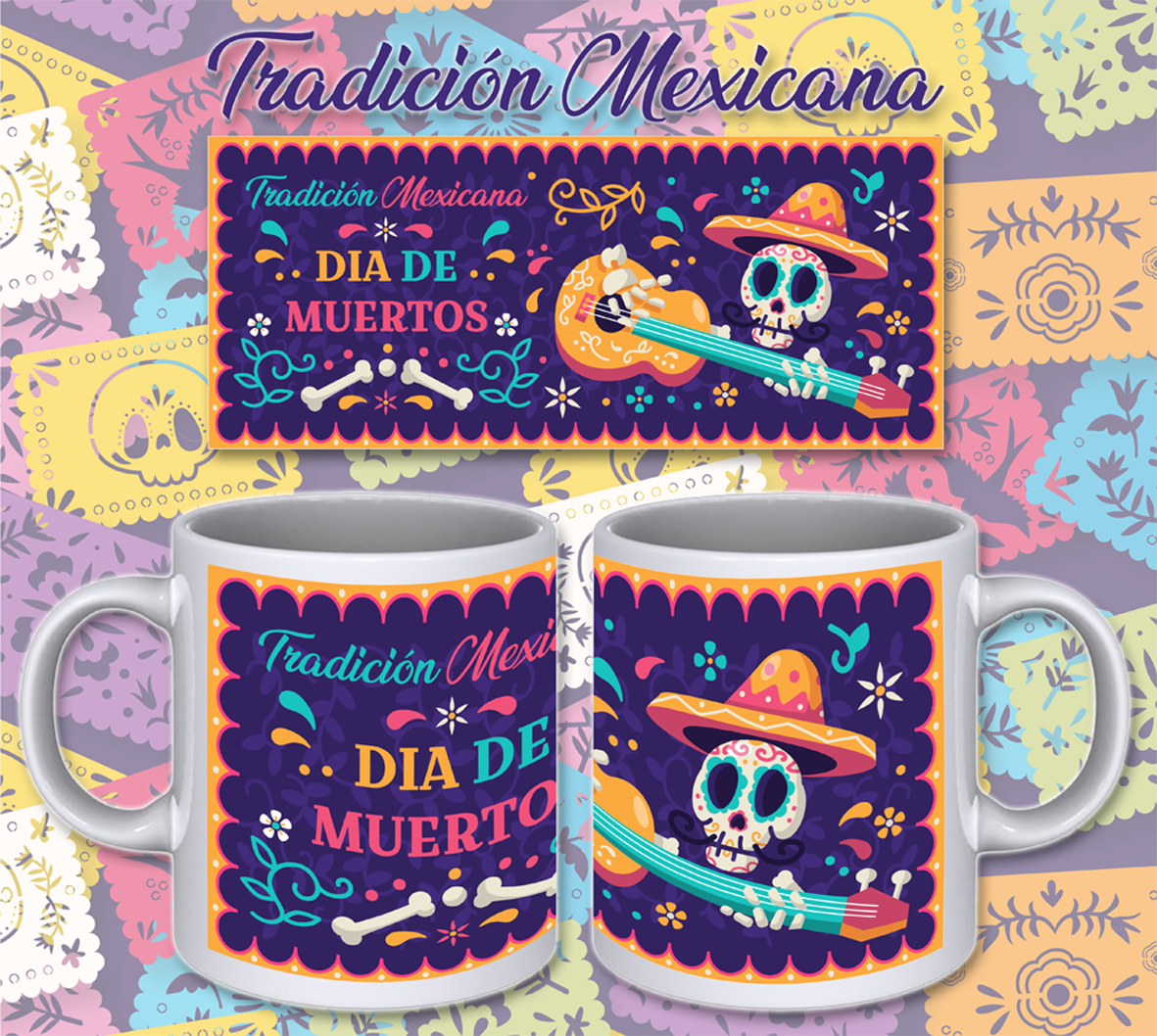 Taza Sublimada Personalizada Día de Muertos. 11 Oz.