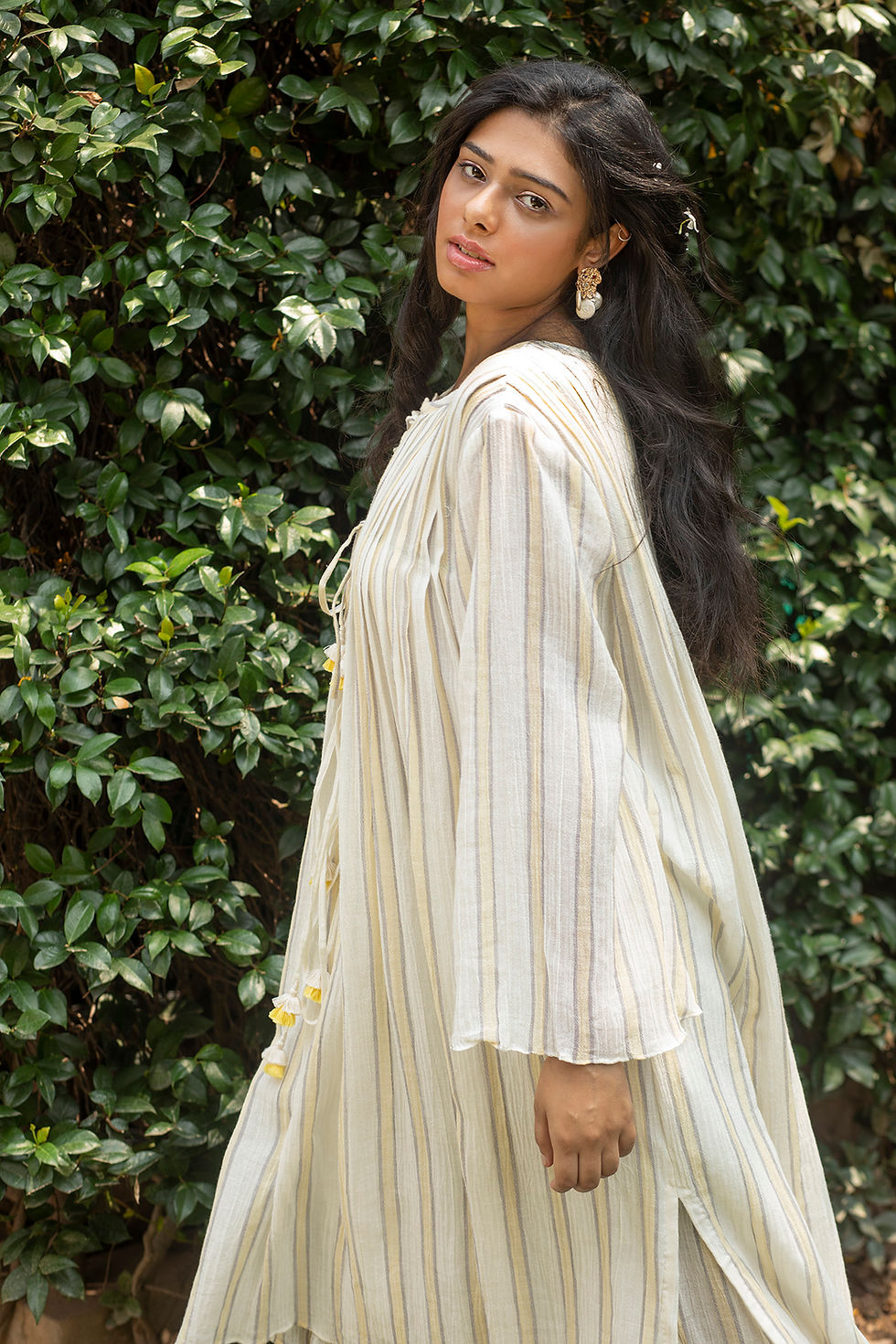 Thumbnail: Lemon Stripes Kaftan Kurta & Palazzo Set