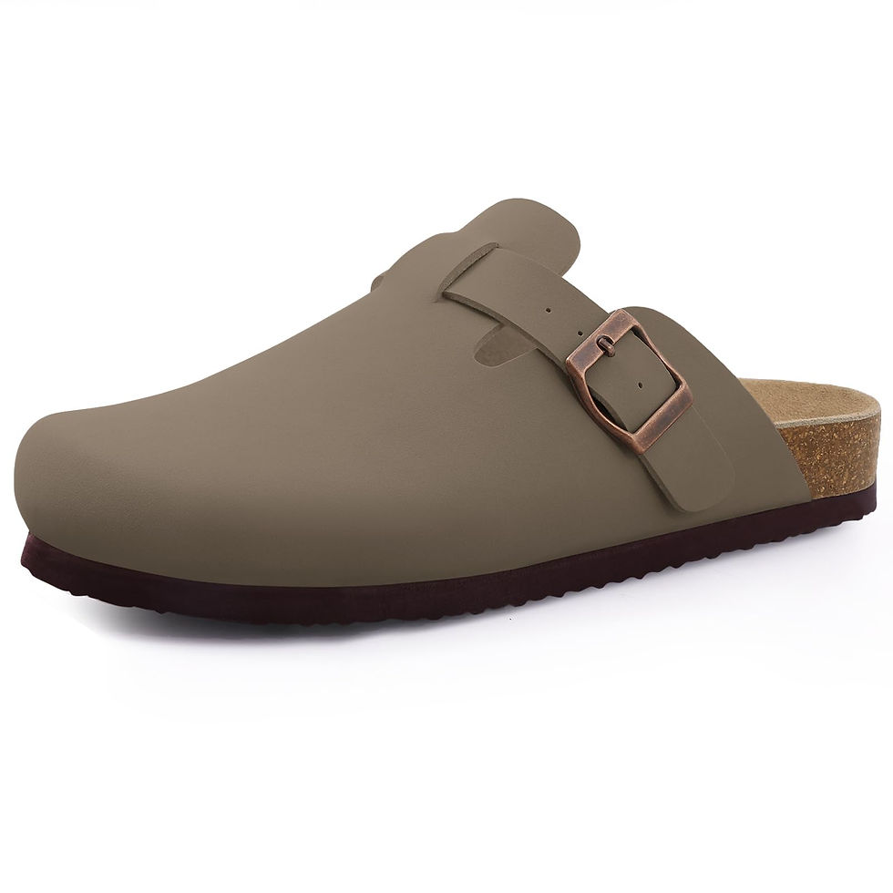 Thumbnail: Comwarm Fashion Women's Suede Mules Slippers Men Clogs Cork Insole Sandals With