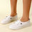 Thumbnail: Women's Slip On Sneakers, Casual Low Top Flat Skate Shoes, All-Match Whiter Trai