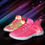 Thumbnail: Solid Color Casual Flashing Luminous Sneakers, Lace Up Breathable Low-top Sporty