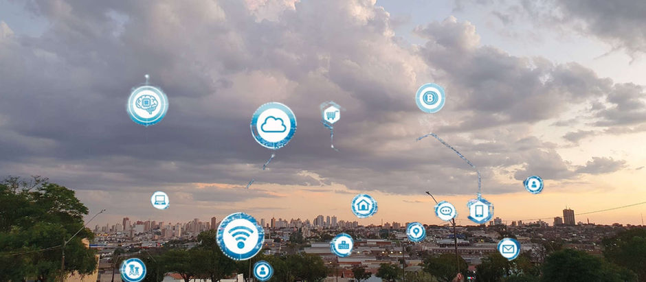 Montagem da Cidade de Londrina com os símbolos das Cidades Inteligentes. Crédito: Pedro Mouco