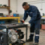 Man checking a 
generator