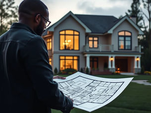Luxury homebuyer reviewing new construction floor plans for modern home in Atlanta Georgia