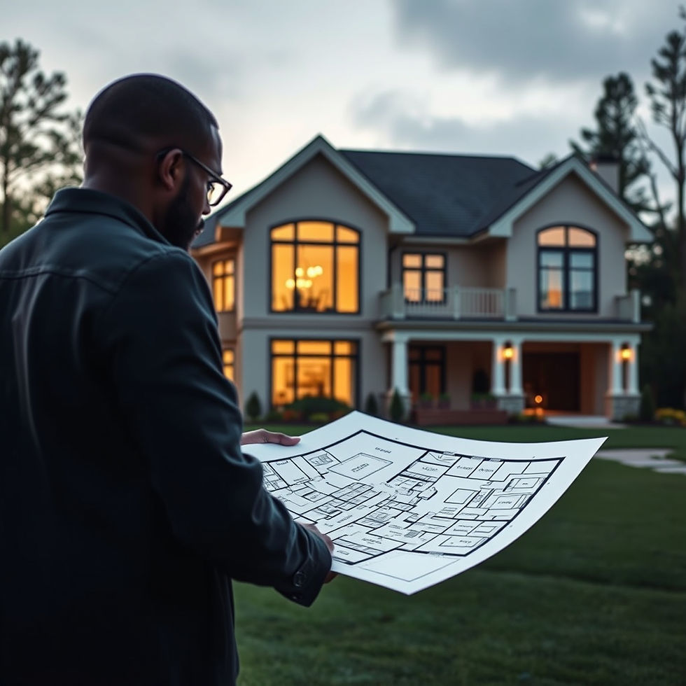 Luxury homebuyer reviewing new construction floor plans for modern home in Atlanta Georgia