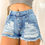 Miniatura: Bermuda Short Feminino Jeans Short  Jeans Rasgado Feminino