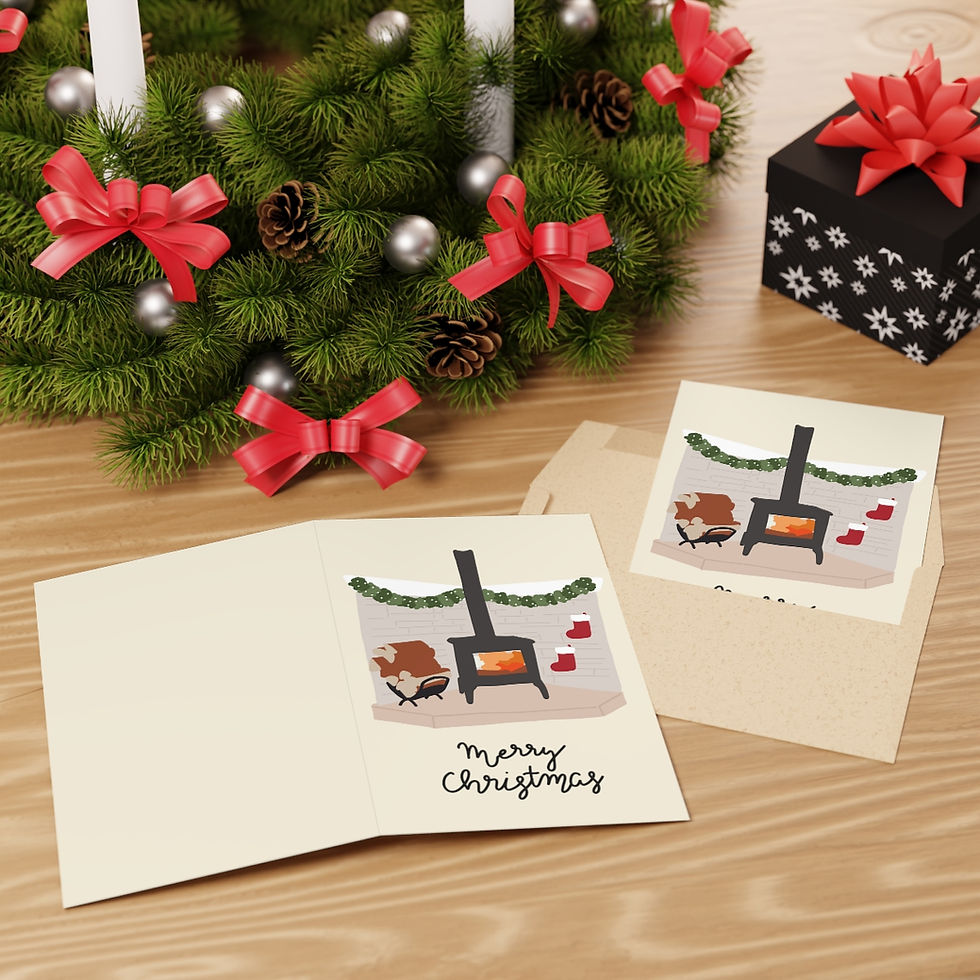 Thumbnail: Wood Stove Christmas Cards (1 pc or 10 pcs)