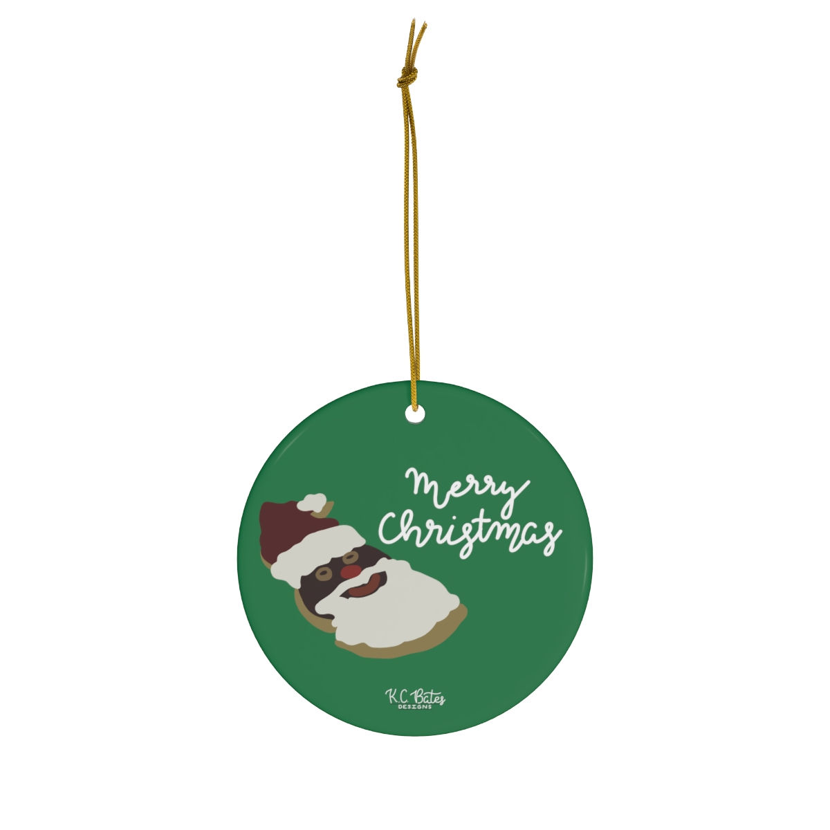 Santa Burger Christmas Ceramic Ornament