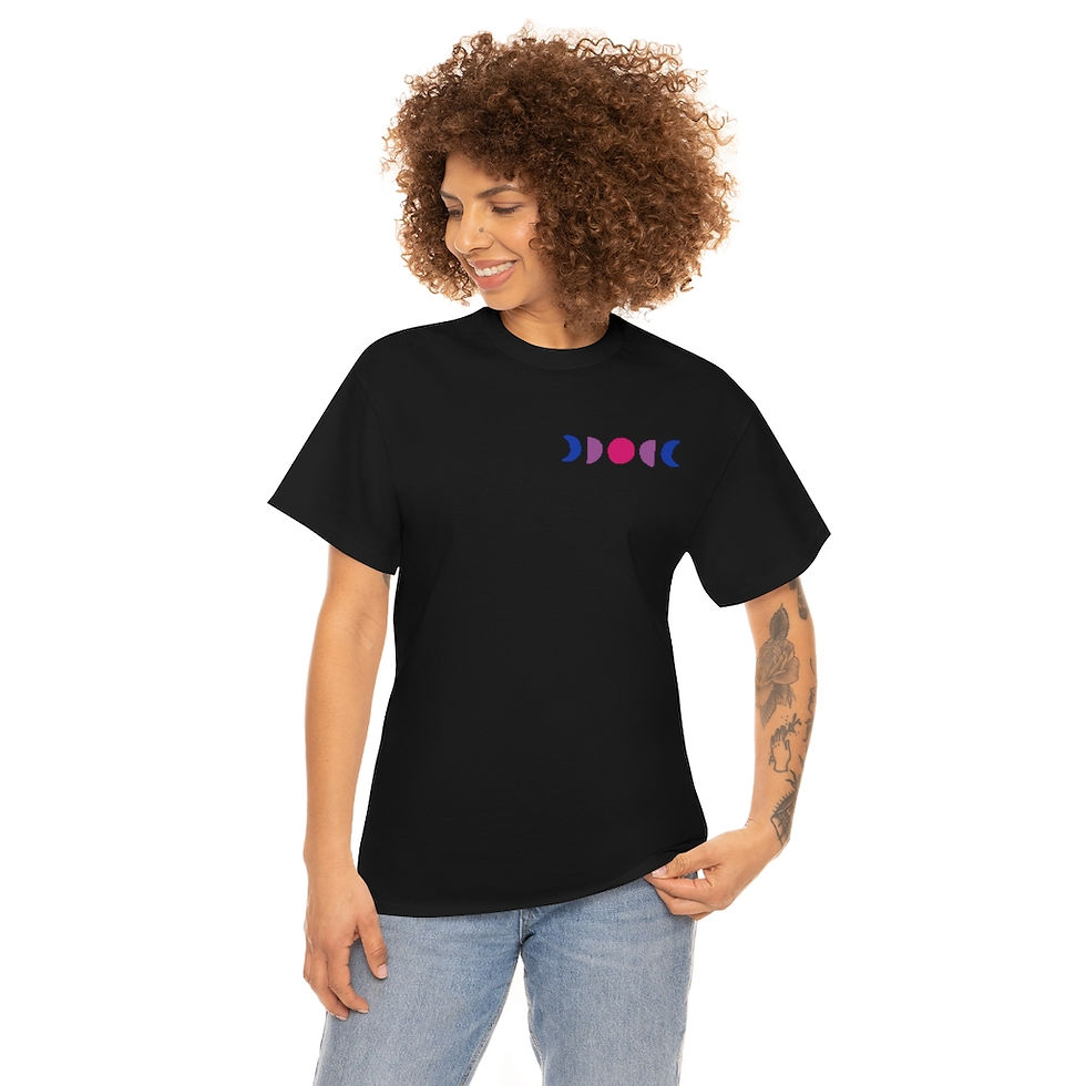 Thumbnail: Bi Pride Flag Moon Phases Unisex Heavy Cotton Tee