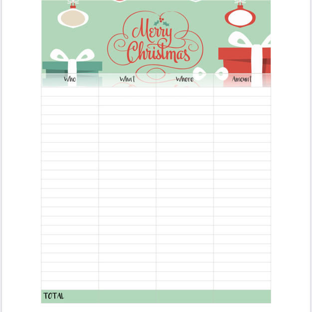 Christmas Shopping List Printable