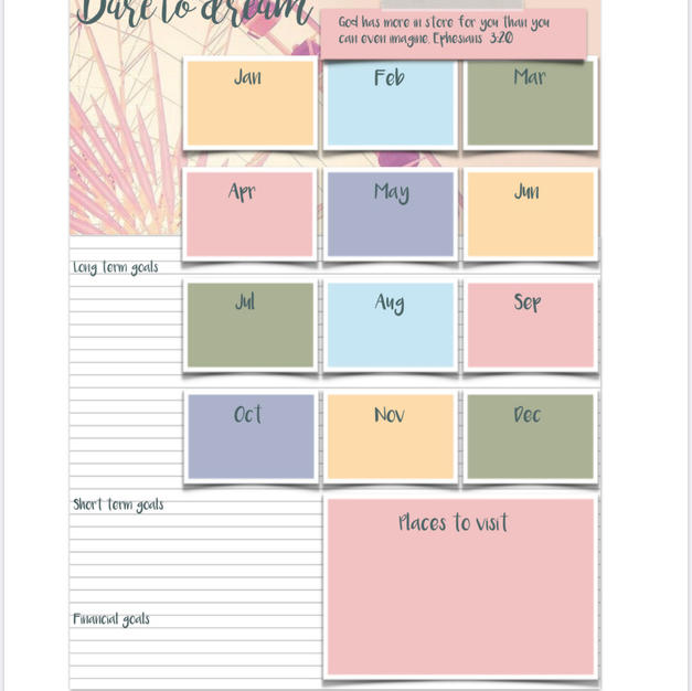 Dare to Dream Goal Printable