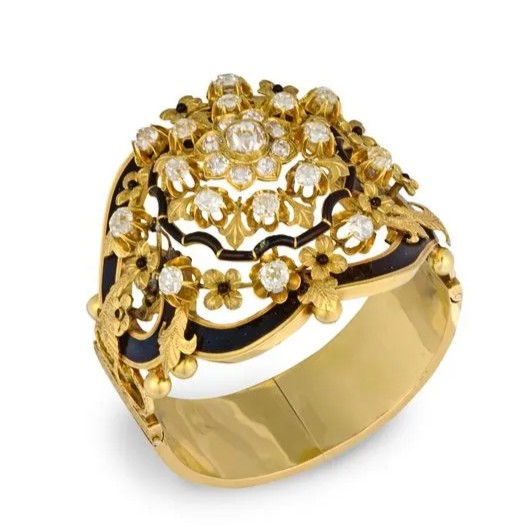 Bracelet Napoléon III émail et diamants - Leclere