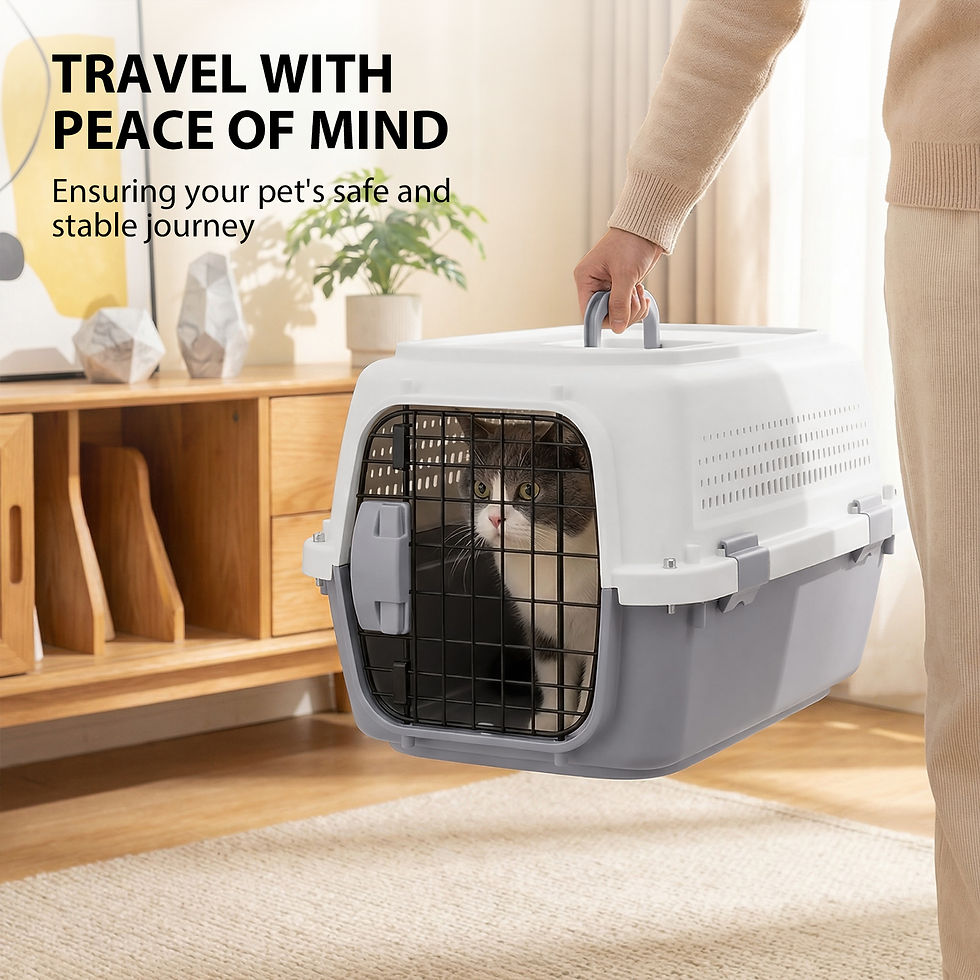 Thumbnail: Hard-Sided Cat Carrier Dog Travel Kennel,Two-Door Top-Load Pet Transport Box | S