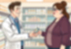 Pharmacist handing a weight loss medication to a patient