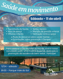 Participe Neste Sábado, 11 de Abril, Saúde em Movimento.
