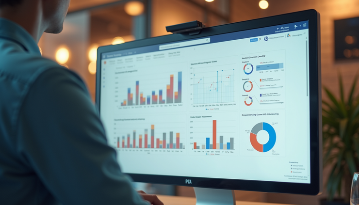 High angle view of a Google Slides presentation with charts generated from data analysis