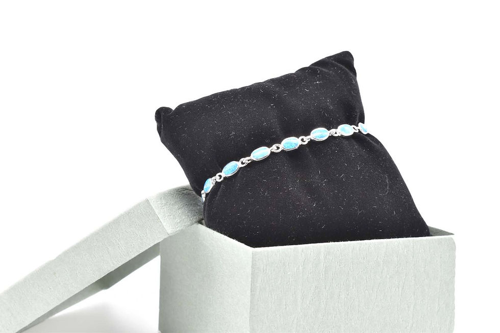 Thumbnail: 925 Silver Blue Opal Oval Link Bracelet