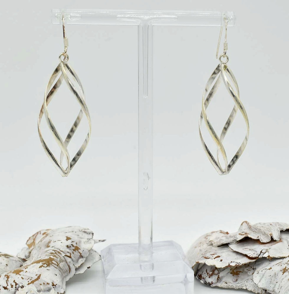 Thumbnail: 925 Silver Large 3D Spiral Drop Earrings