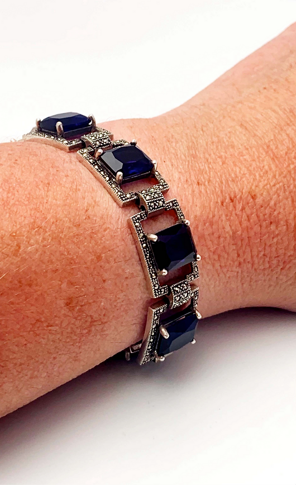 Thumbnail: 925 Silver Amethyst  Zirconia & Marcasite Bracelet