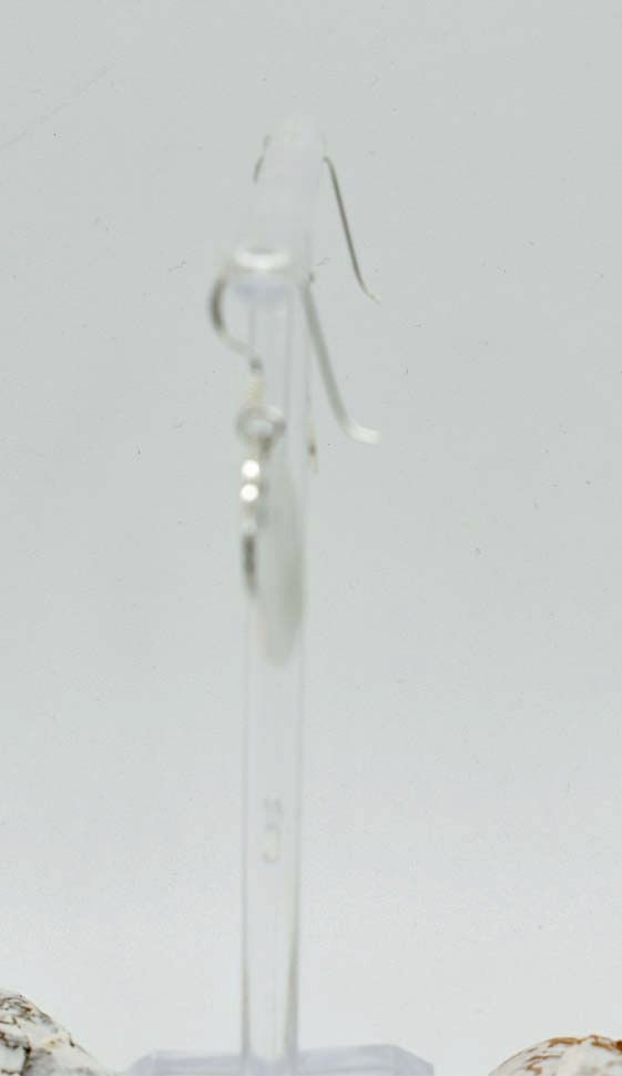 Thumbnail: 925 Silver Hammered Circle Drop Earrings