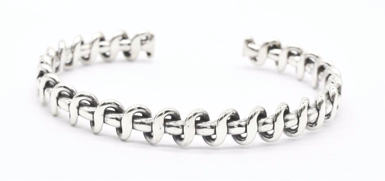 925 Silver Heavyweight Men's Biker Style Torque Bangle