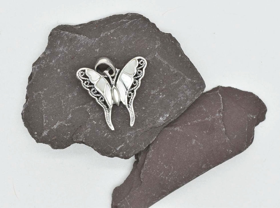 Thumbnail: 925 Silver White Mother of Pearl Butterfly Pendant