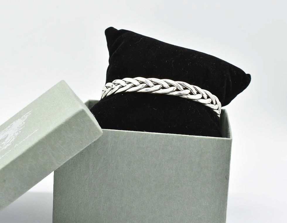 Thumbnail: 925 Silver Heavyweight Men's Flat Weave Torque Bangle