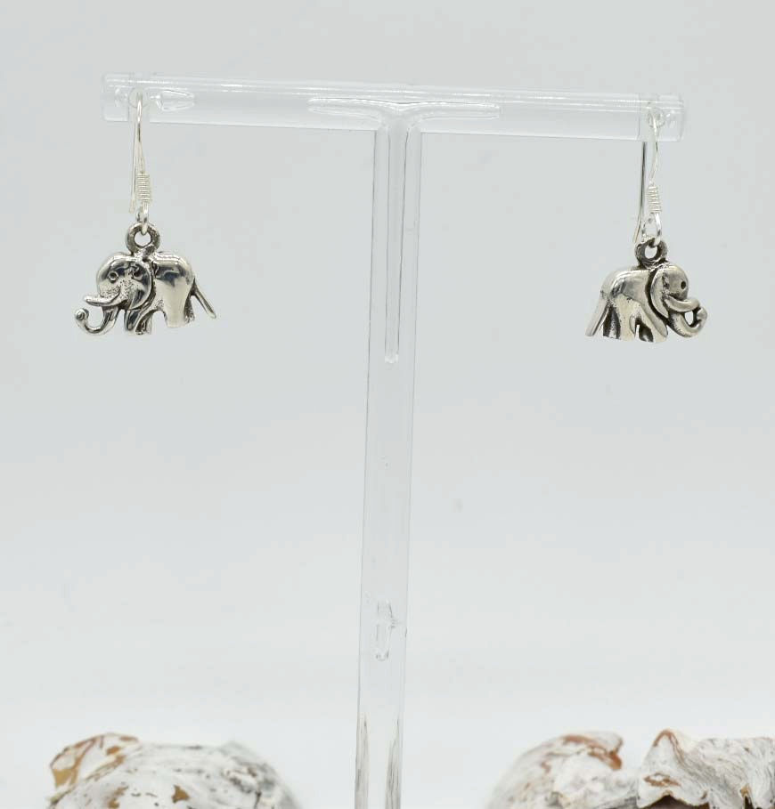 Thumbnail: 925 Silver Elephant Drop Earrings