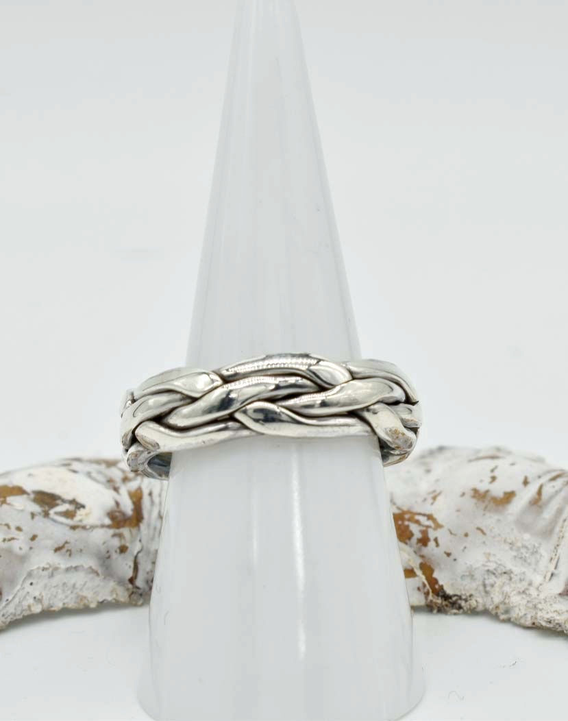 Thumbnail: 925 Silver Weave Design Whole Band Ring