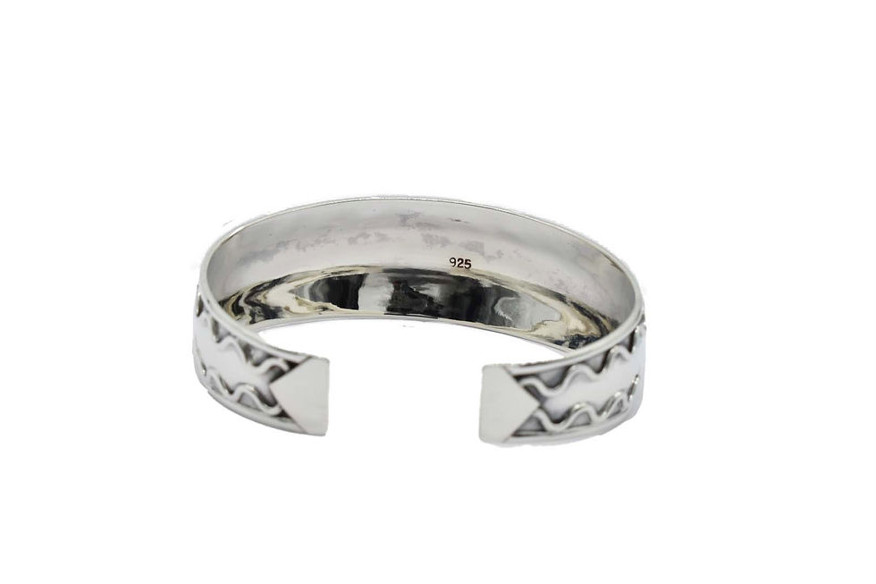 Thumbnail: 925 Silver Heavy Wave Design Boho Torque Bangle
