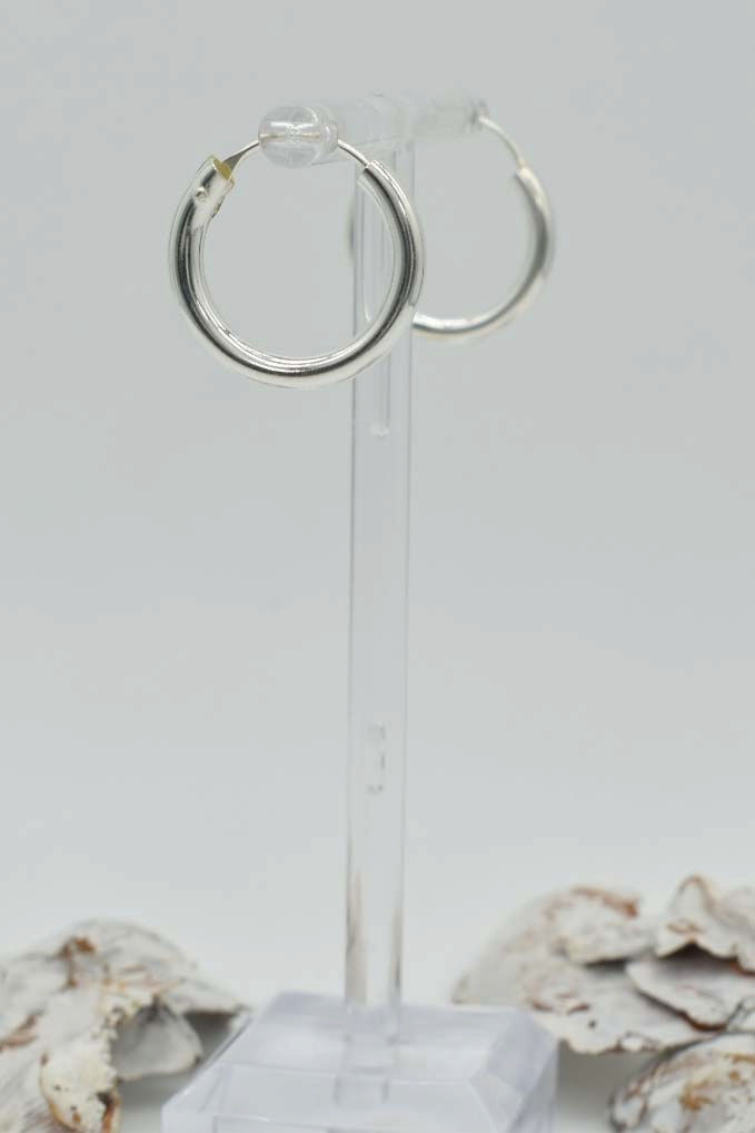 Thumbnail: 925 Silver Classic Thick Small Hoop Earrings