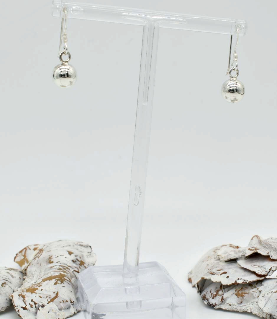 Thumbnail: 925 Silver Small Ball  Drop Earrings