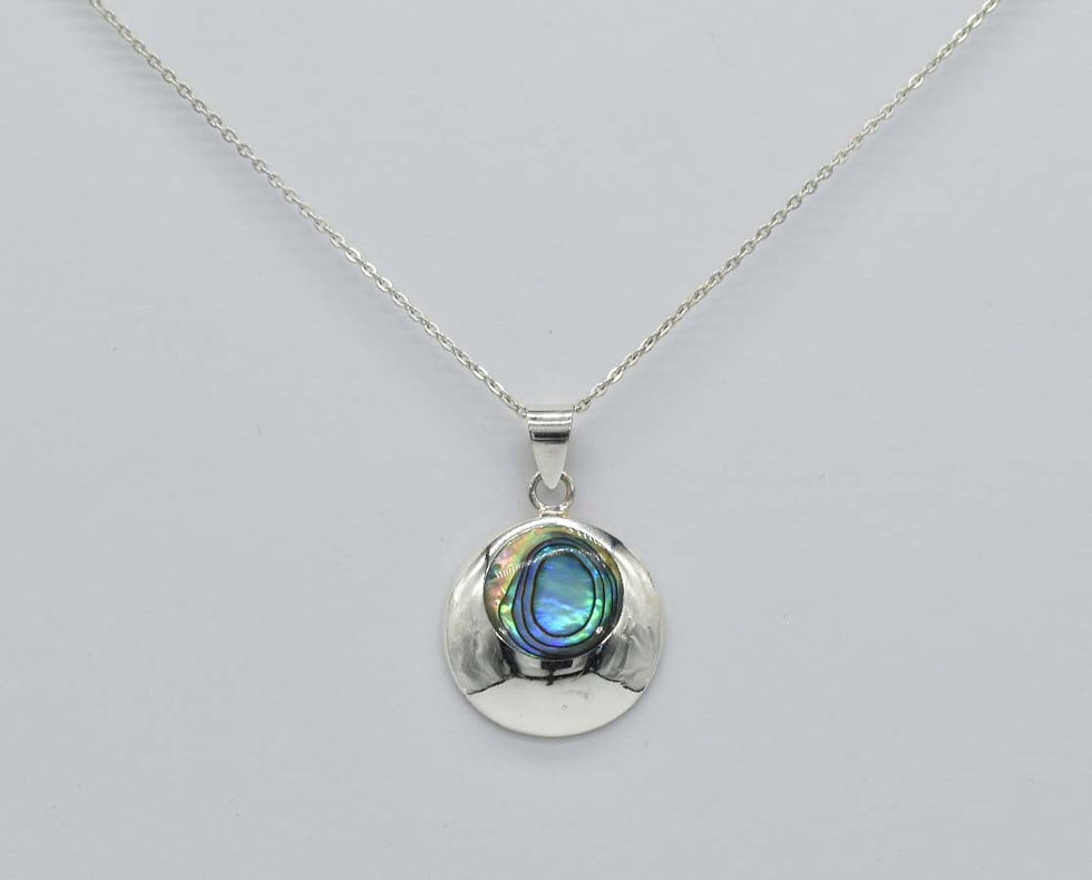 Thumbnail: 925 Silver Abalone/ Paua Shell Inlay Circle Pendant