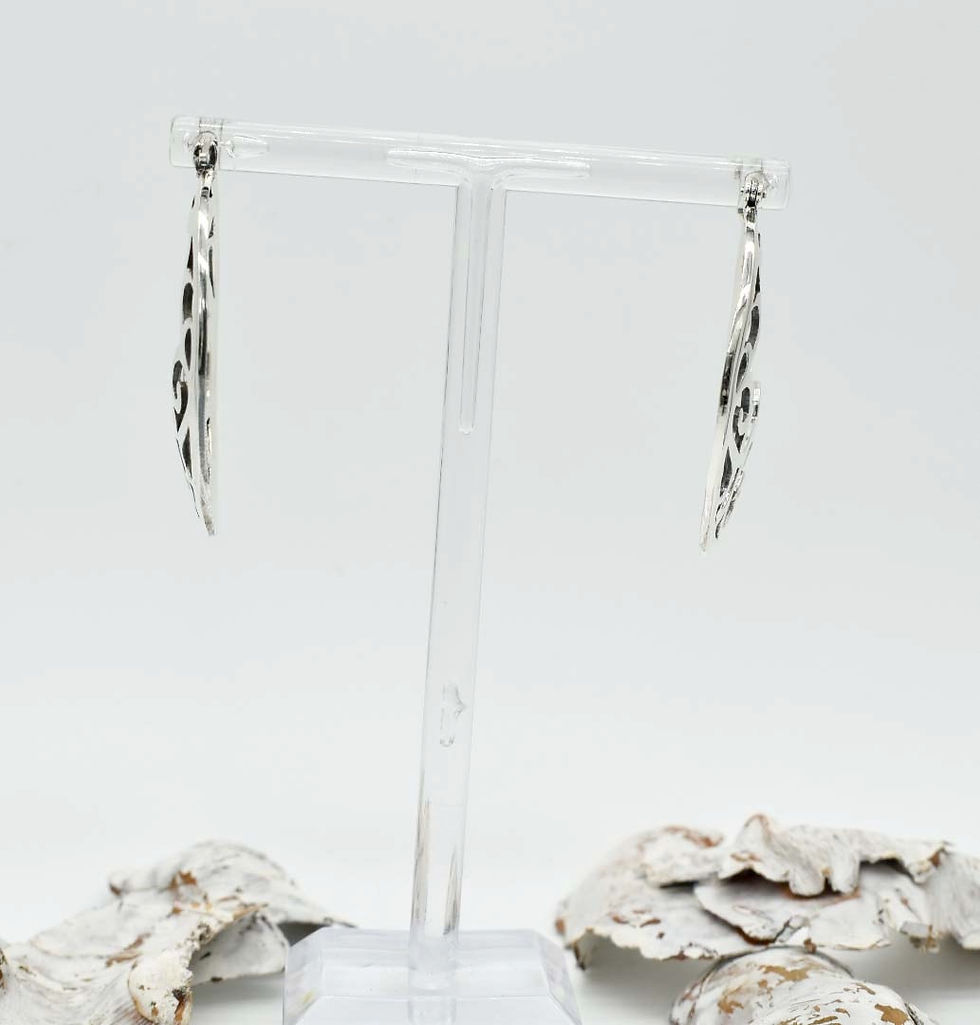 Thumbnail: 925 Silver Filigree Large Hoop Earrings