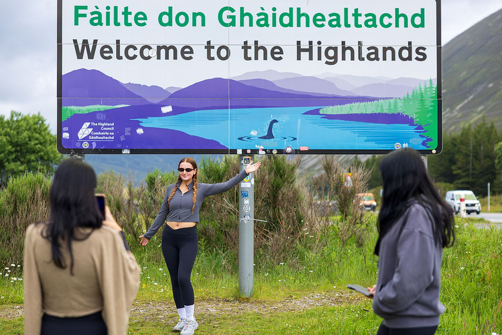 welcome to the highlands, Scotland road sign, Scottish highlands